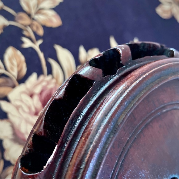 Chinese Rosewood carved lacquered footed wood lamp vase display base Vintage - Picture 5 of 8